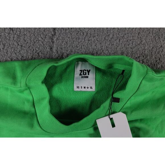 ZGY Zee Sweatshirt Oversized Womens Large Green Crew Neck Graphic Print New - Picture 5 of 7